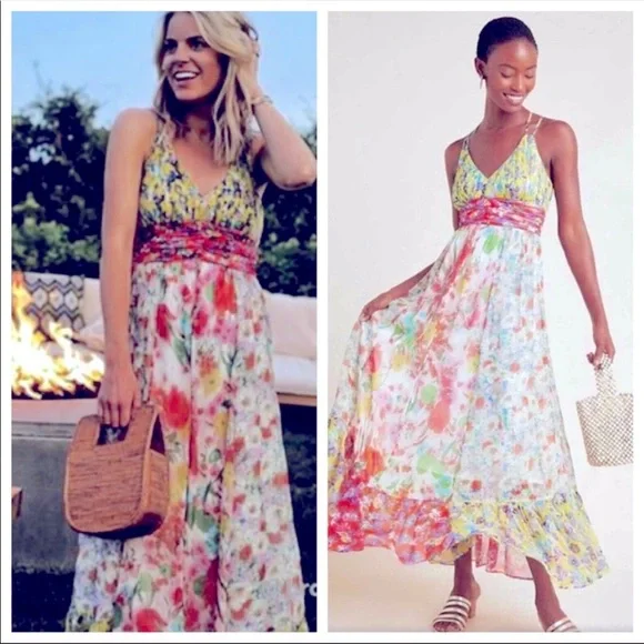 Anthropologie Malibu floral maxi dress size 4 - Picture 2 of 15